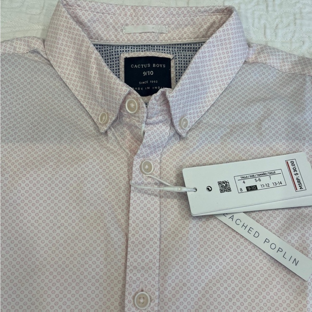 Cactus Soft Pink Patterned Kids Shirt size 9-10